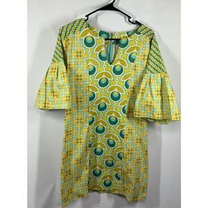 Uncle Frank Made in USA V neck flare sleeve Dress 100% cotton size extra small